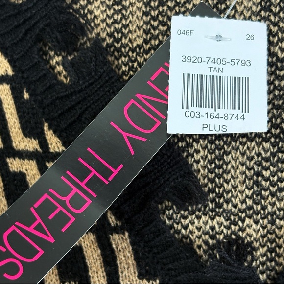 NWT Trendy Threads Tan & Black Distressed Grunge Knit Sweater 3X - Picture 5 of 16